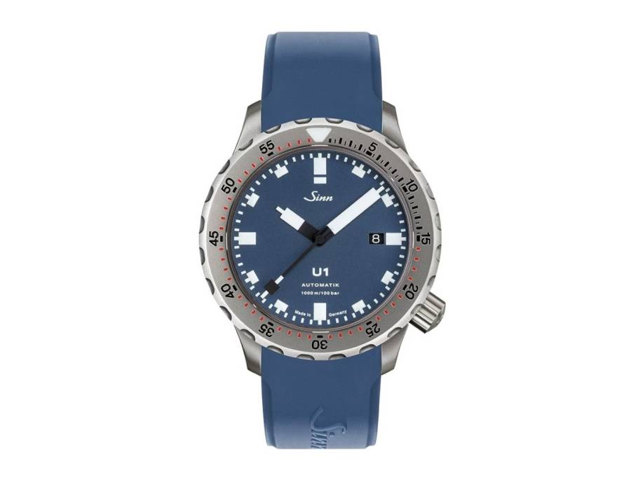 U1 B Automatik U-Boot-Stahl 44mm blaues Zifferblatt blaues Silikonband
