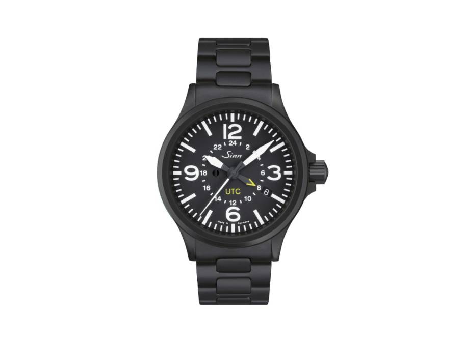 856 S UTC Fliegeruhr Automatik Edelstahl 40mm schwarzes Zifferblatt Metallband 