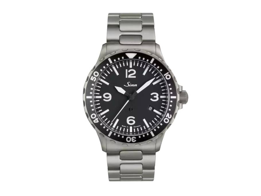 857 Fliegeruhr Automatik Edelstahl 43mm schwarzes Zifferblatt Metallband