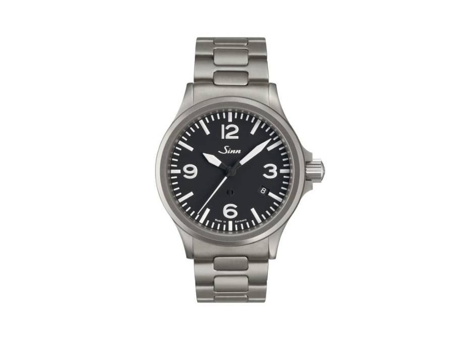 856 Fliegeruhr Automatik Edelstahl 40mm schwarzes Zifferblatt Metallband