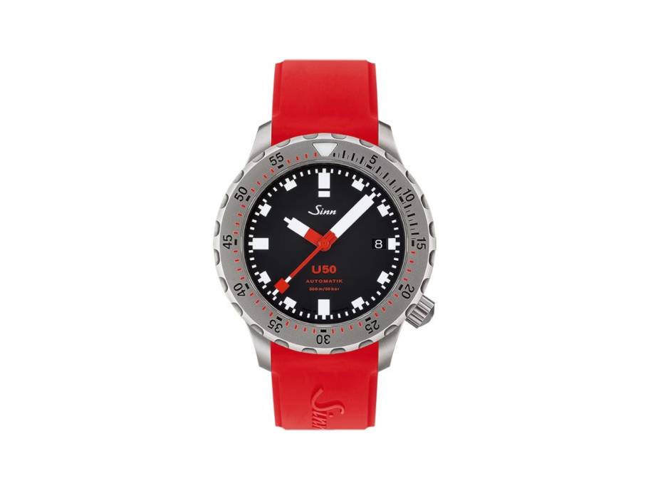 U50 Taucheruhr Automatik U-Boot-Stahl 41mm schwarzes Zifferblatt rotes Silikonband