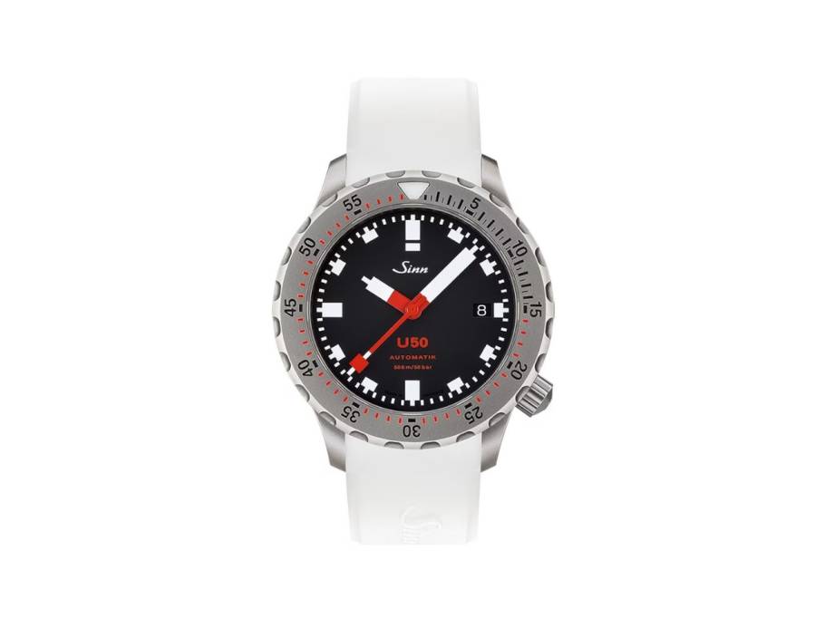 U50 Taucheruhr Automatik U-Boot-Stahl 41mm schwarzes Zifferblatt weißes Silikonband