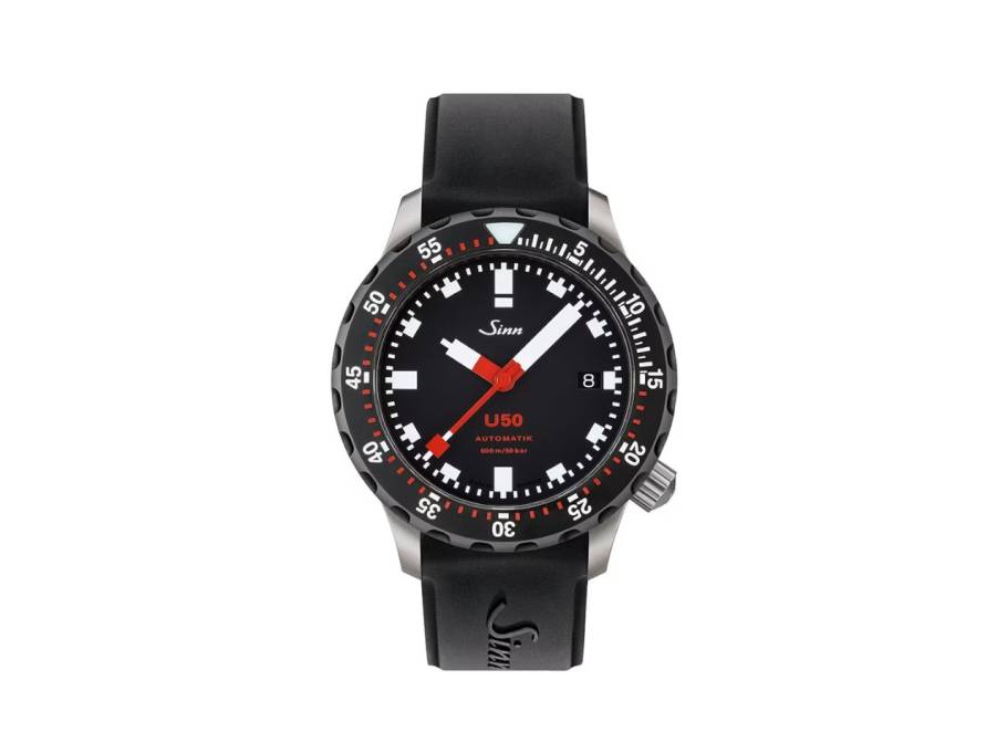 U50 SDR Taucheruhr Automatik U-Boot-Stahl 41mm schwarzes Zifferblatt schwarzes Silikonband