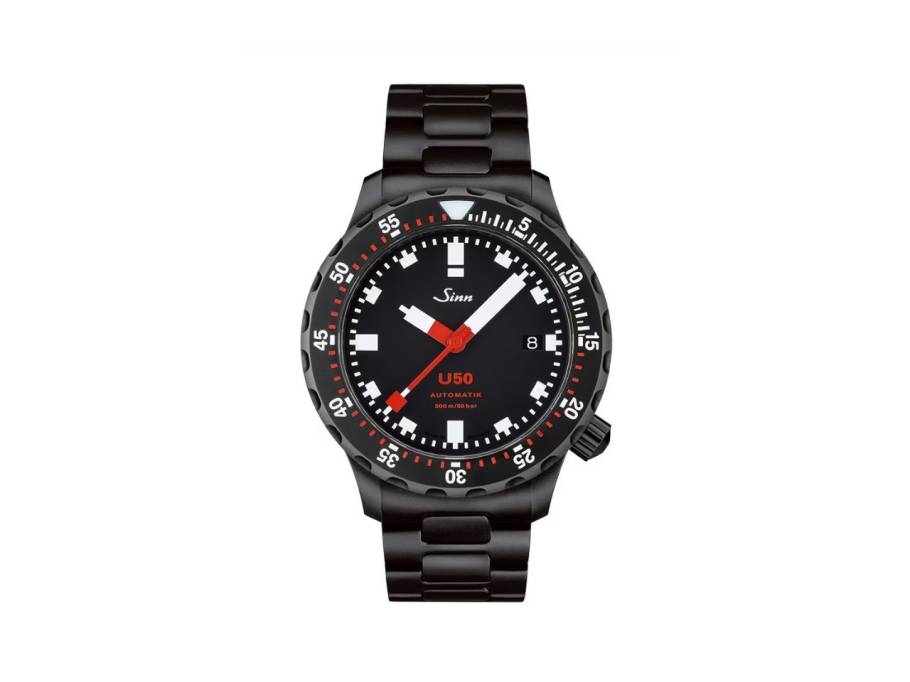 U50 S Taucheruhr Automatik U‑Boot‑Stahl 41mm schwarzes Zifferblatt Metallband