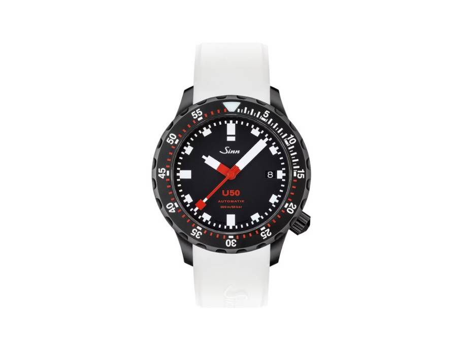 U50 S Taucheruhr Automatik U‑Boot‑Stahl 41mm schwarzes Zifferblatt schwarzes Silikonband