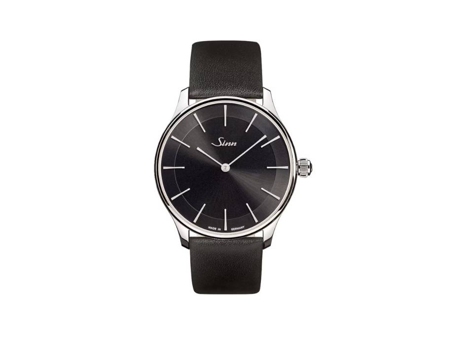 1739 St I S Automatik Edelstahl 39mm schwarzes Zifferblatt schwarzes Lederband