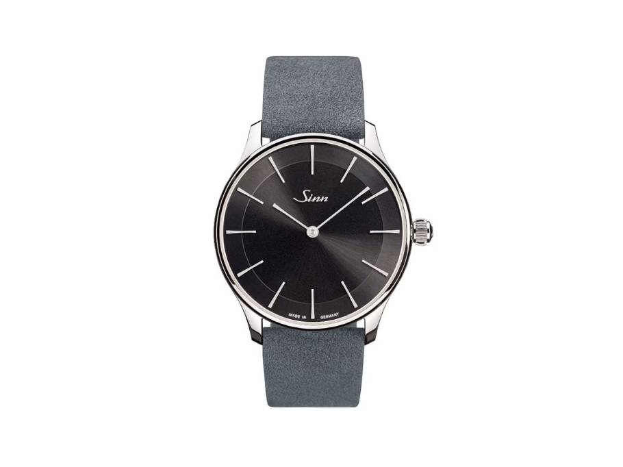 1739 St I S Automatik Edelstahl 39mm schwarzes Zifferblatt graues Lederband