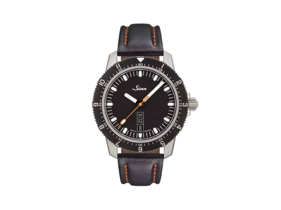 105 St Sa Automatik Edelstahl 41mm schwarzes Zifferblatt schwarzes Lederband