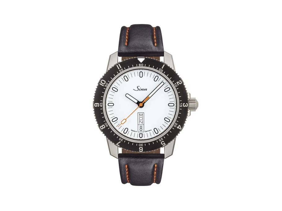 105 St Sa W Automatik Edelstahl 41mm weißes Zifferblatt schwarzes Lederband