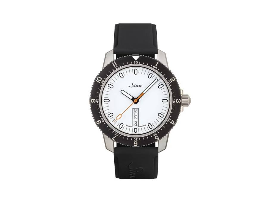 105 St Sa W Automatik Edelstahl 41mm weißes Zifferblatt schwarzes Silikonband