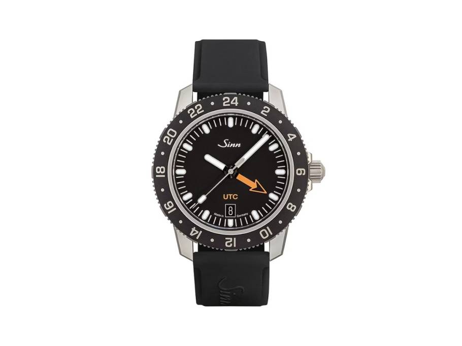 105 St Sa UTC Automatik Edelstahl 41mm schwarzes Zifferblatt schwarzes Silikonband