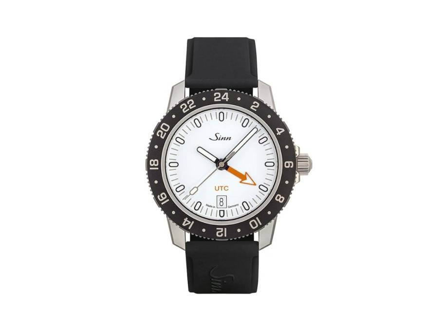 105 St Sa W UTC Automatik Edelstahl 41mm weißes Zifferblatt schwarzes Silikonband