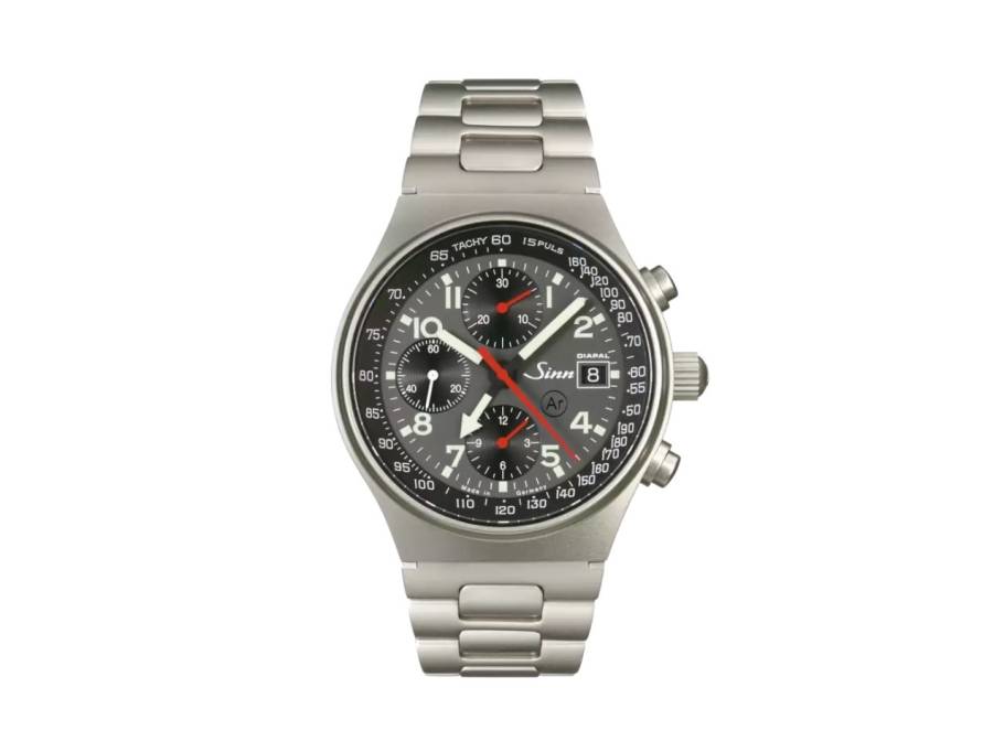 144 St Diapal Sportchronograph Automatik Edelstahl 41mm graues Zifferblatt Metallband