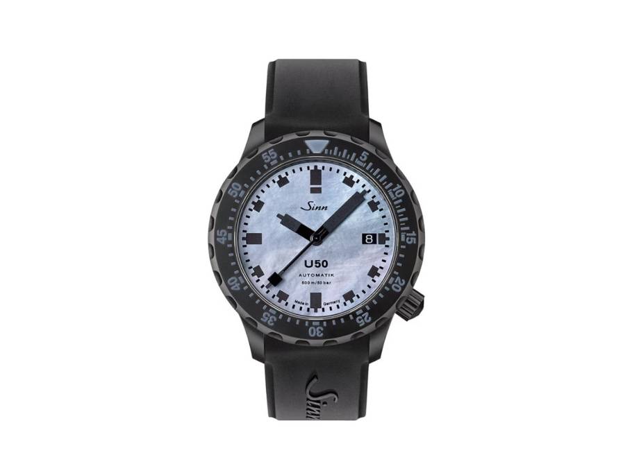 U50 S Taucheruhr Automatik U‑Boot‑Stahl 41mm Perlmuttzifferblatt schwarzes Silikonband