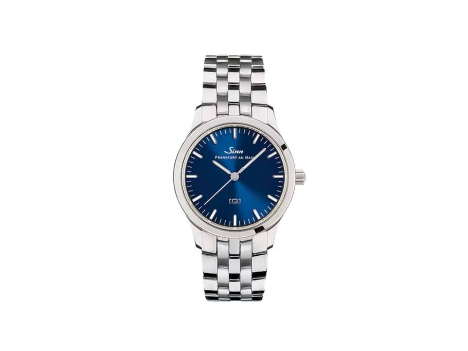 434 St B Quarz Edelstahl 34mm blaues Zifferblatt Metallband