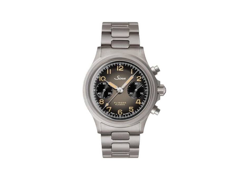 356 FLIEGER Klassik AS E Chronograph Automatik Edelstahl 38,5mm graues Zifferblatt Metallband
