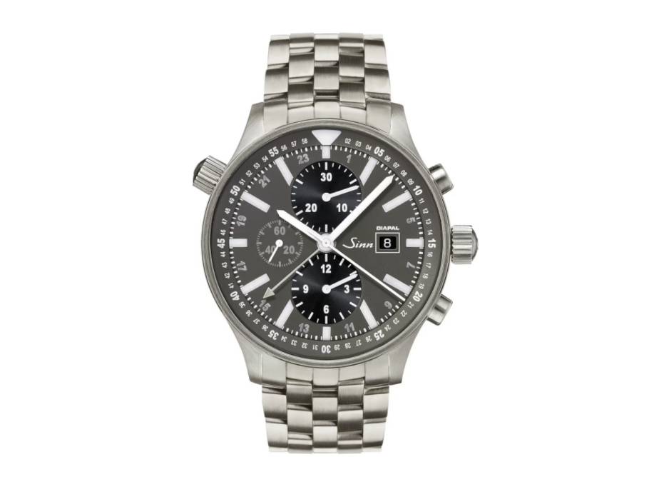 900 Flieger Diapal Automatik Edelstahl 44mm graues Zifferblatt Metallband