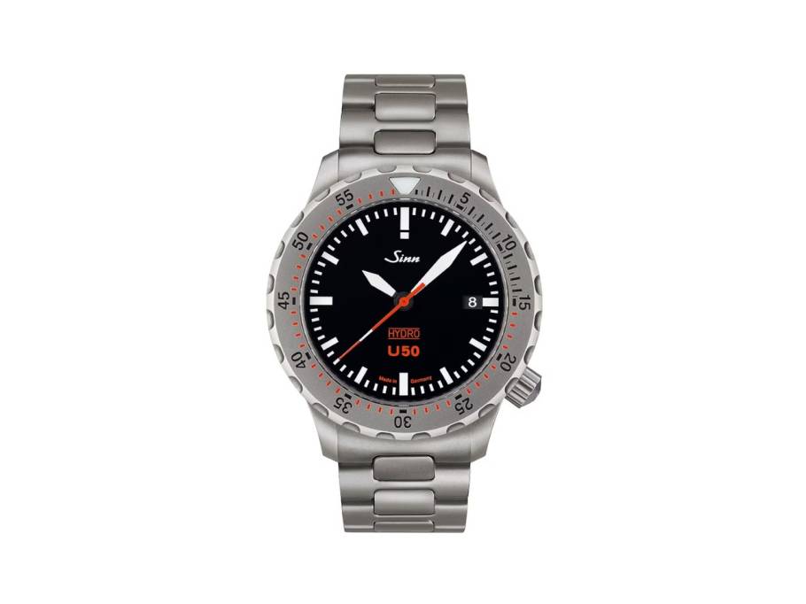 U50 HYDRO Taucheruhr Quarz U-Boot-Stahl 41mm schwarzes Zifferblatt Metallband