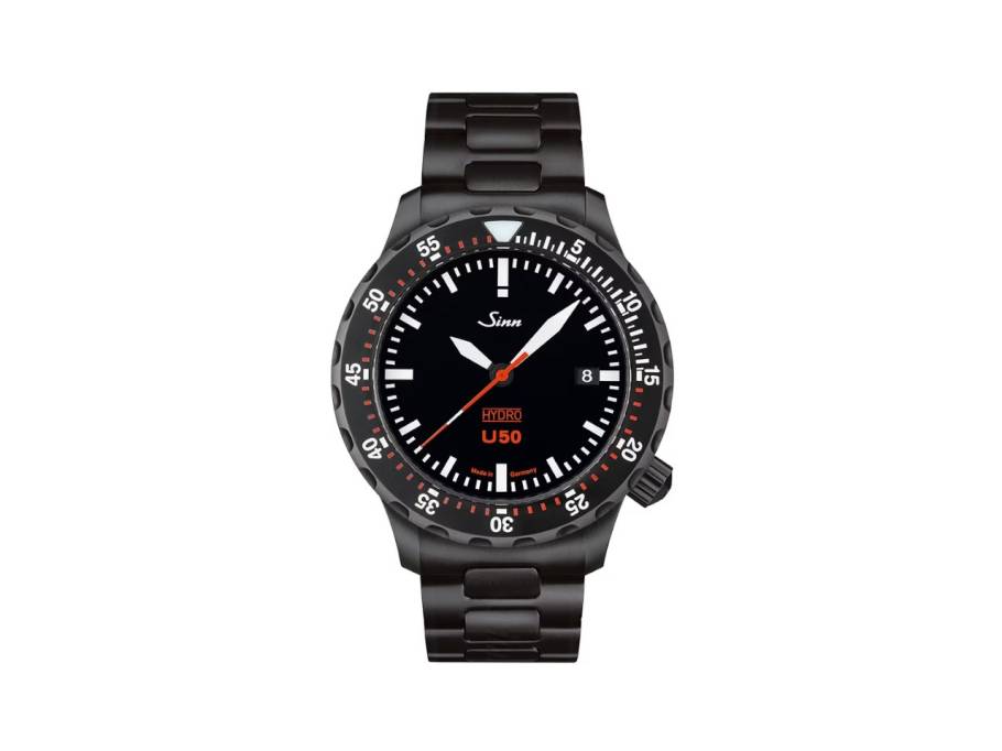 U50 HYDRO S Taucheruhr Quarz U-Boot-Stahl 41mm schwarzes Zifferblatt Metallband
