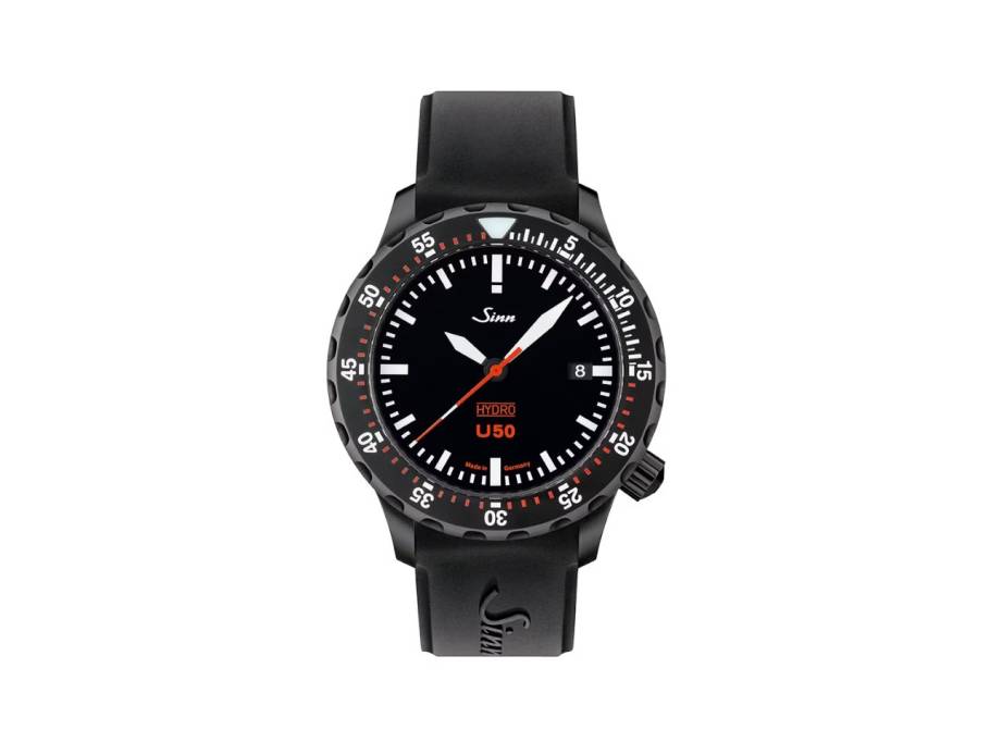 U50 HYDRO S Taucheruhr Quarz U-Boot-Stahl 41mm schwarzes Zifferblatt schwarzes Silikonband