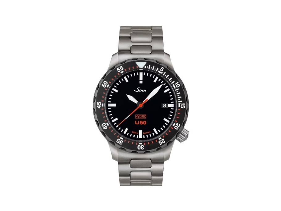 U50 HYDRO SDR Taucheruhr Quarz U-Boot-Stahl 41mm schwarzes Zifferblatt Metallband