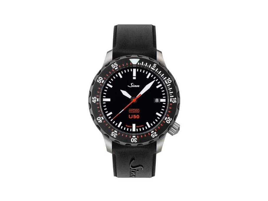 U50 HYDRO SDR Taucheruhr Quarz U-Boot-Stahl 41mm schwarzes Zifferblatt schwarzes Silikonband