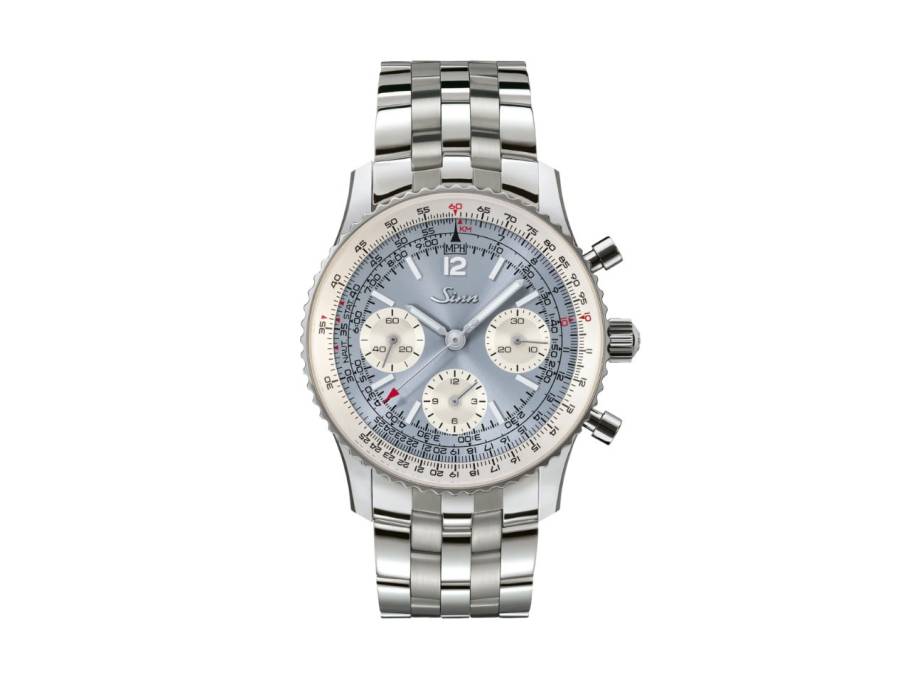 903 St II HB Navigationschronograph Automatik Edelstahl 41mm hellblaues Zifferblatt Metallband und Lederband limitiert