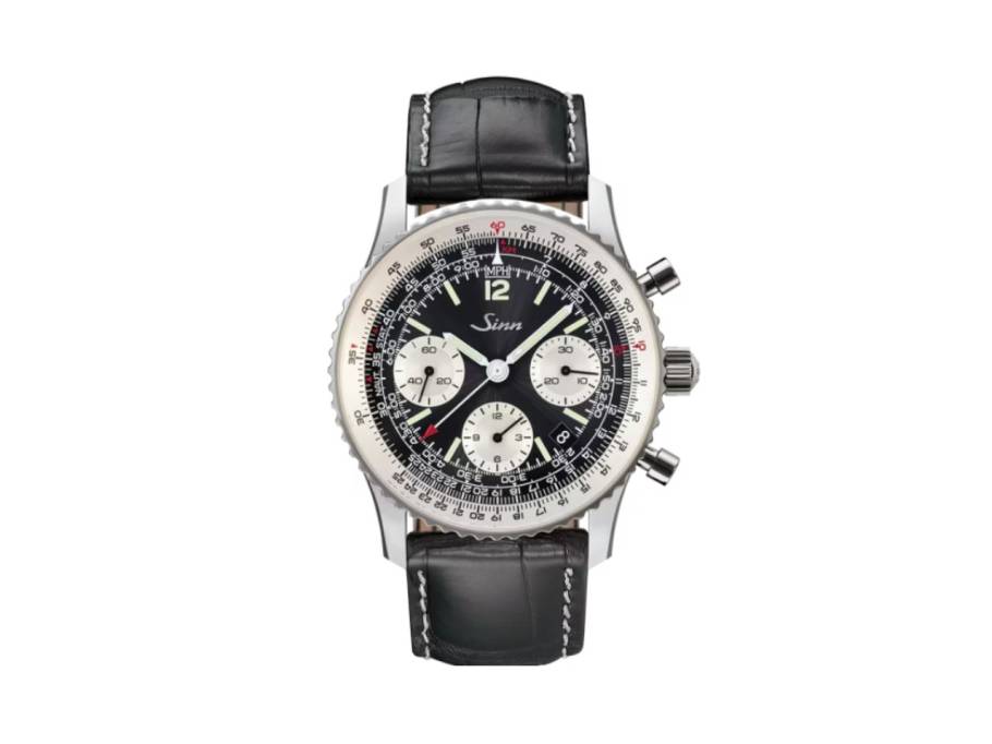 903 St II Navigationschronograph Automatik Edelstahl 41mm schwarzes Zifferblatt schwarzes Lederband