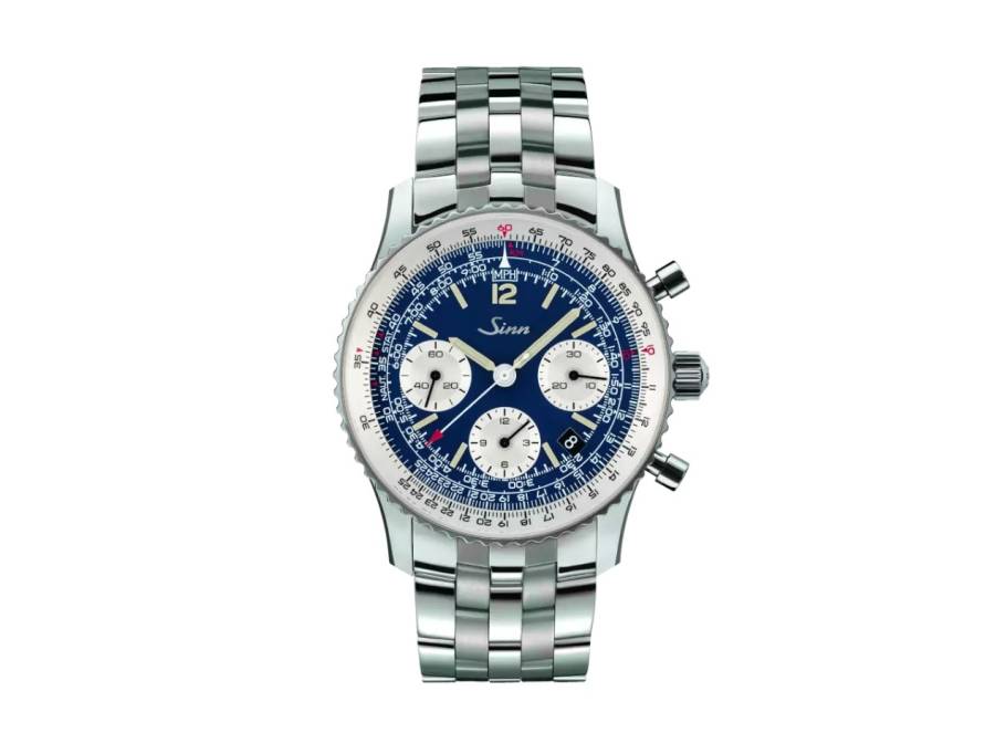 903 St II Navigationschronograph Automatik Edelstahl 41mm blaues Zifferblatt Metallband 