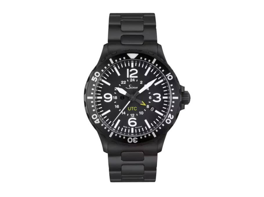 857 S UTC Fliegeruhr Automatik Edelstahl 43mm schwarzes Zifferblatt Metallband