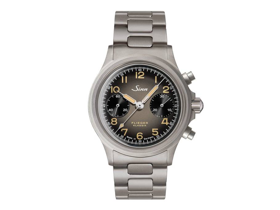 356 FLIEGER Klassik AS E Chronograph Automatik Edelstahl 38,5mm graues Zifferblatt Metallband