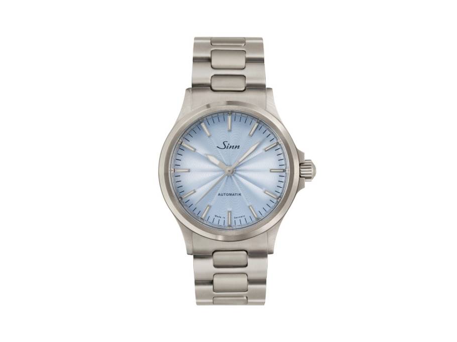 556 Eisblau Automatik Edelstahl 38,5mm blaues Zifferblatt Metallband limitiert