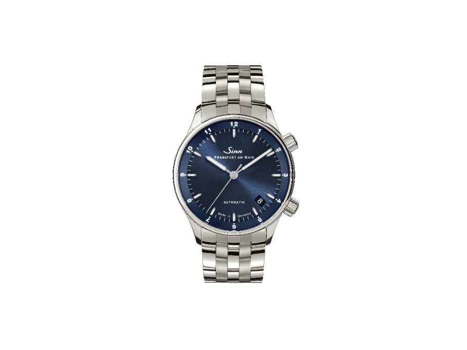 6033 B Frankfurter Finanzplatzuhr Limited Edition Automatik Edelstahl 34mm blaues Zifferblatt Metallband