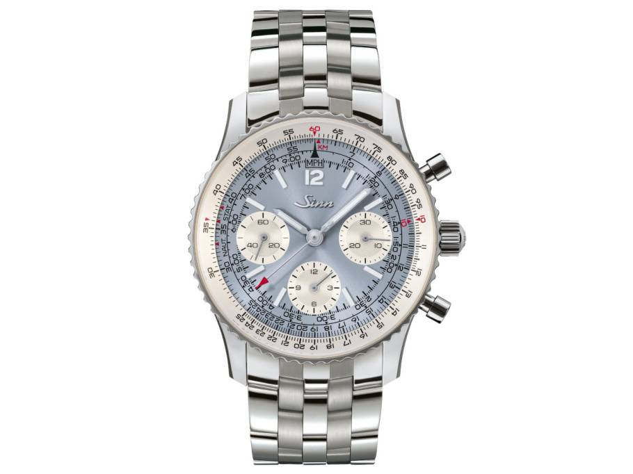 903 St II HB Navigationschronograph Automatik Edelstahl 41mm hellblaues Zifferblatt Metallband und Lederband limitiert