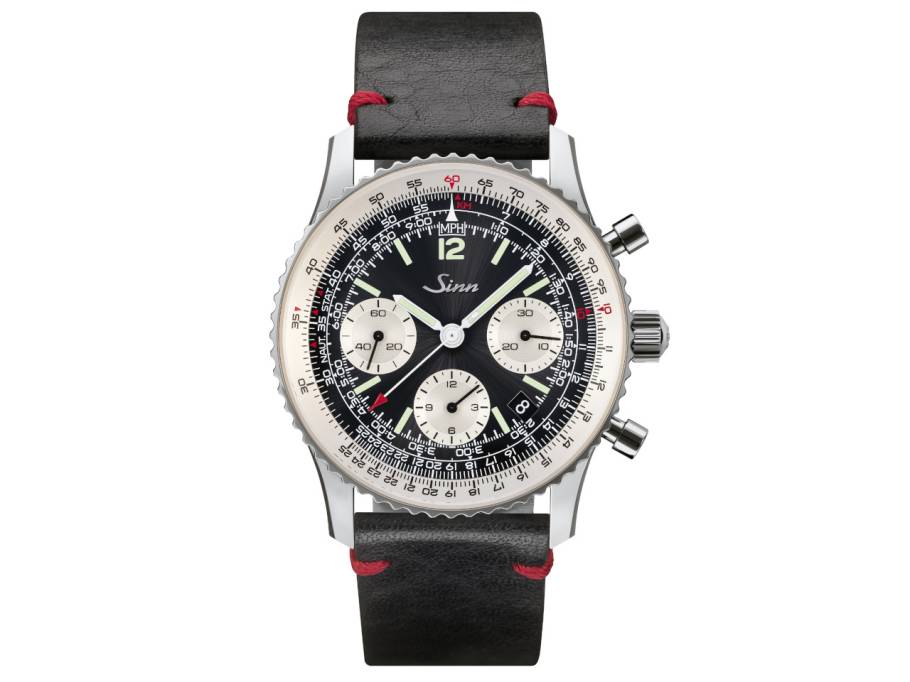 903 St II Navigationschronograph Automatik Edelstahl 41mm schwarzes Zifferblatt graues Lederband