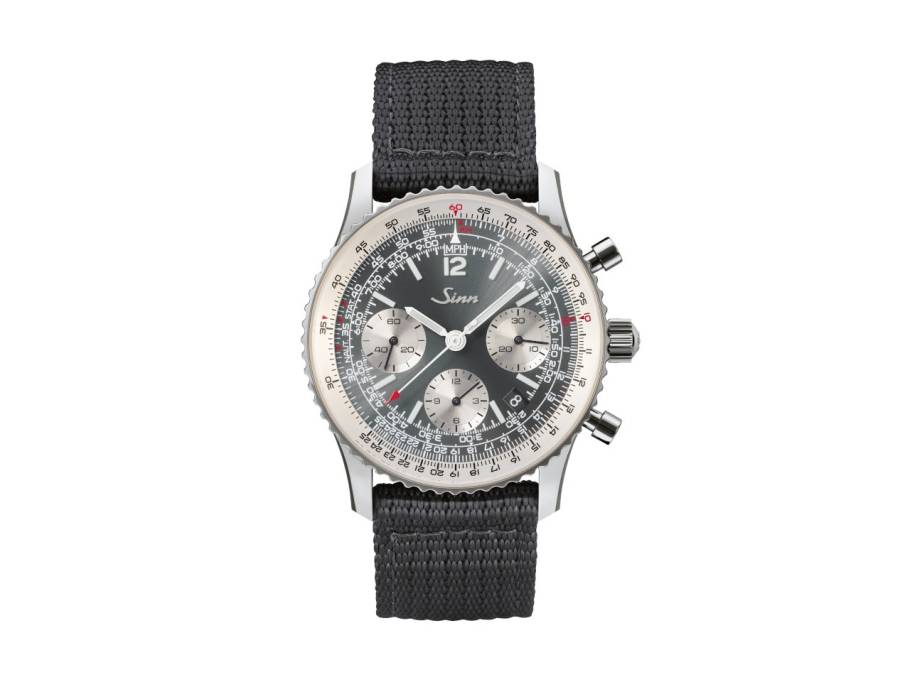 903 St II A Navigationschronograph Automatik Edelstahl 41mm graues Zifferblatt schwarzes Textilband