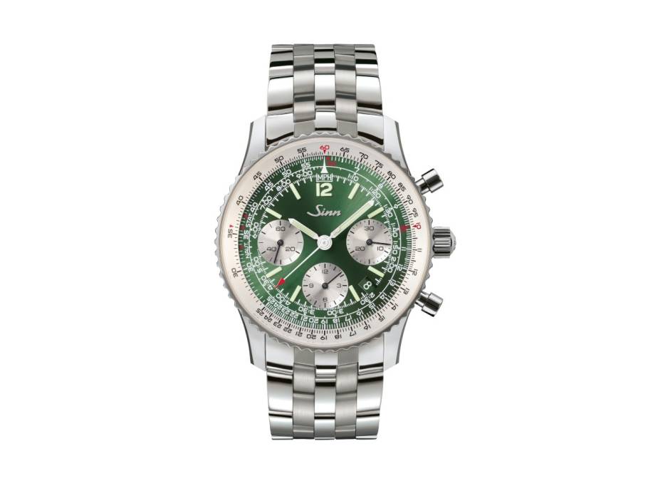 903 St II G Navigationschronograph Automatik Edelstahl 41mm grünes Zifferblatt Metallband