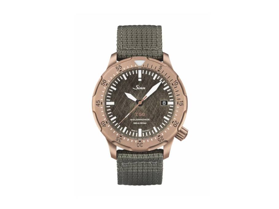 T50 Goldbronze Automatik Bronze 41mm graues Zifferblatt graues Textilband Limited Edition