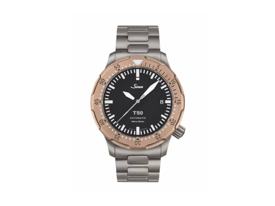T50 GBDR Automatik Titan 41mm schwarzes Zifferblatt Metallband