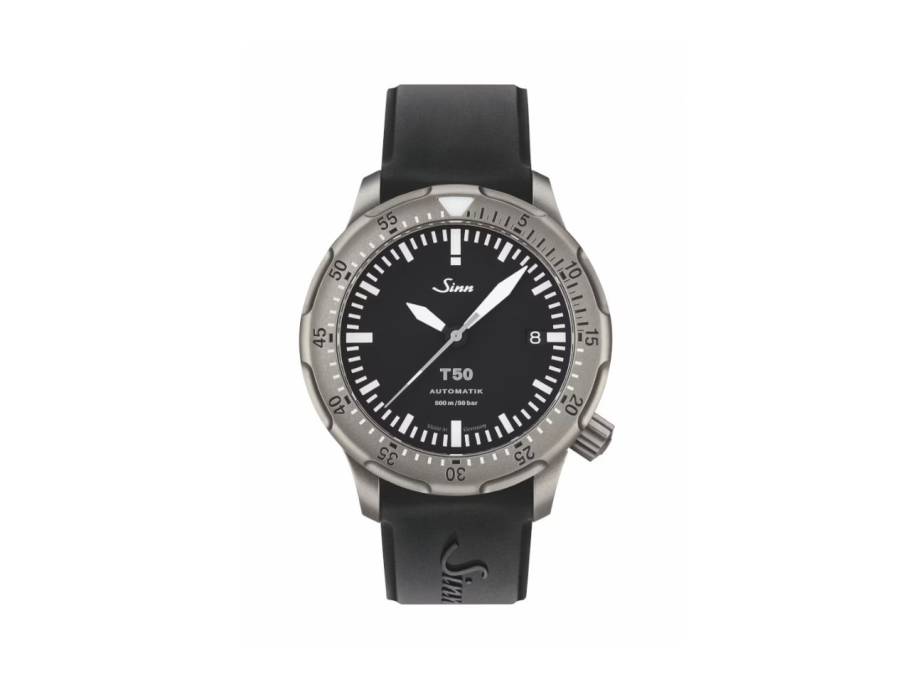 T50 Taucheruhr Automatik Titan 41mm schwarzes Zifferblatt schwarz Silikonband