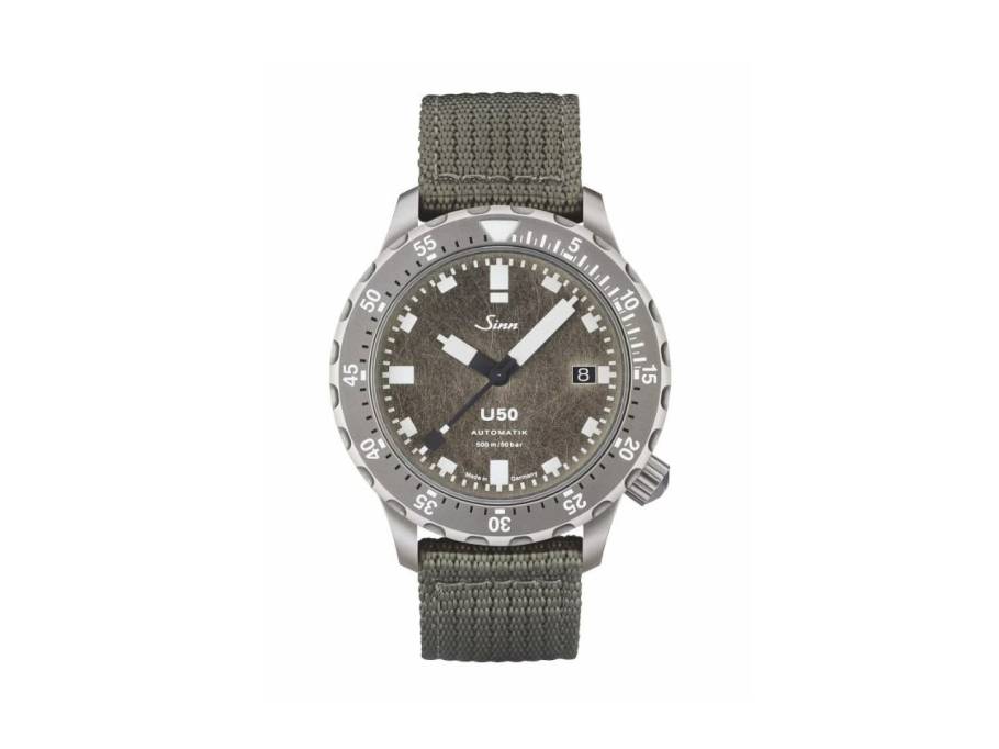 U50 DS Taucheruhr Automatik Edelstahl 41mm Dekorschliff-Zifferblatt olivgrünes Textilband Limited Edition