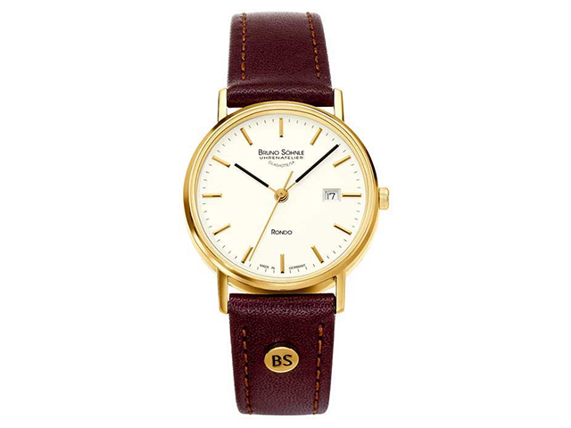 Rondo Damenuhr champagner Index IP gelb Lederband