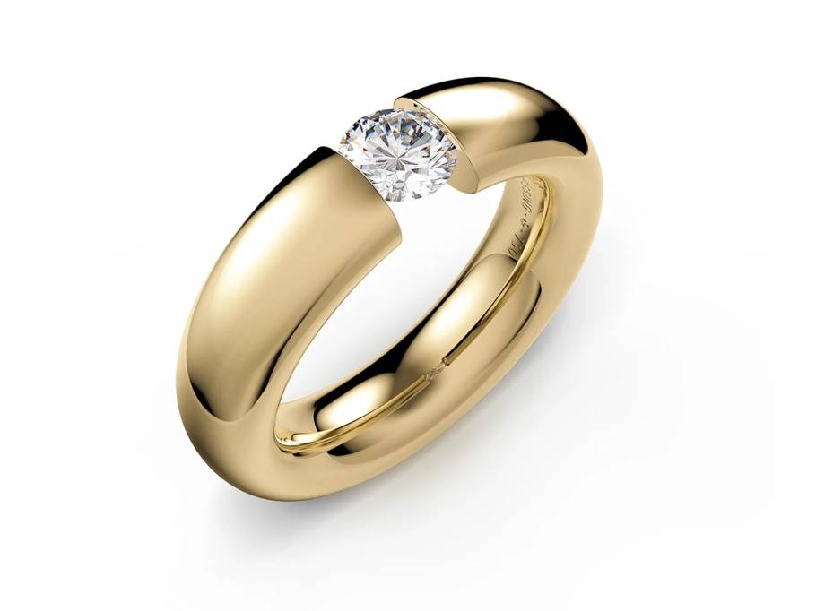 Spannring Oval 6,0mm Gelbgold 0,50ct G vsi