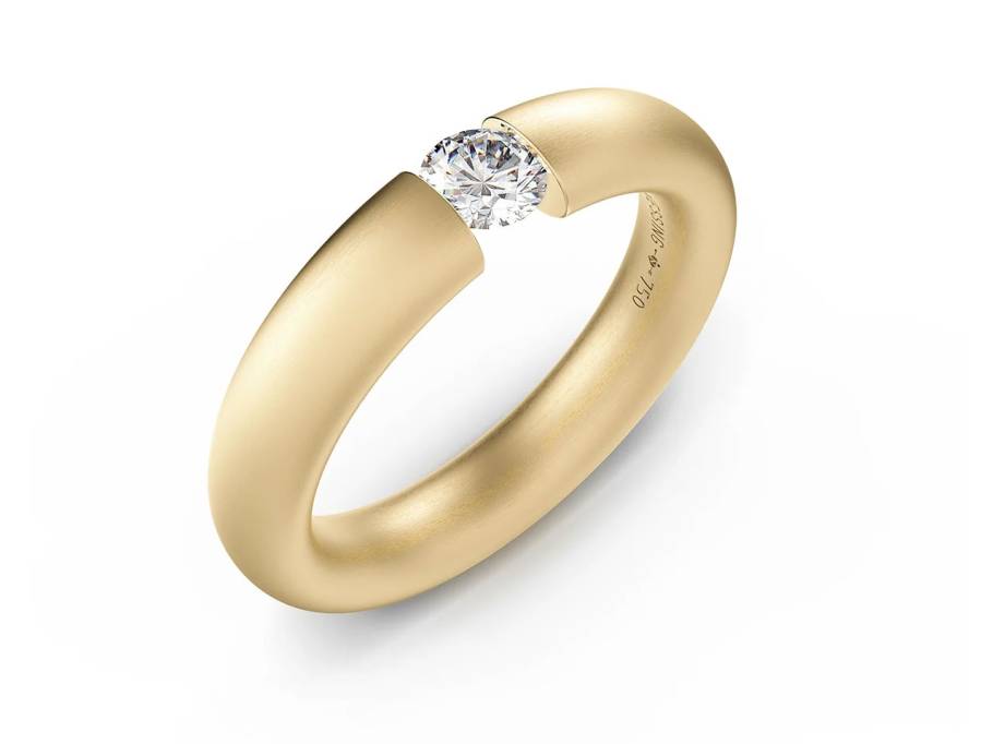 Spannring Oval 4,5mm Gelbgold matt 0,25ct F vsi1