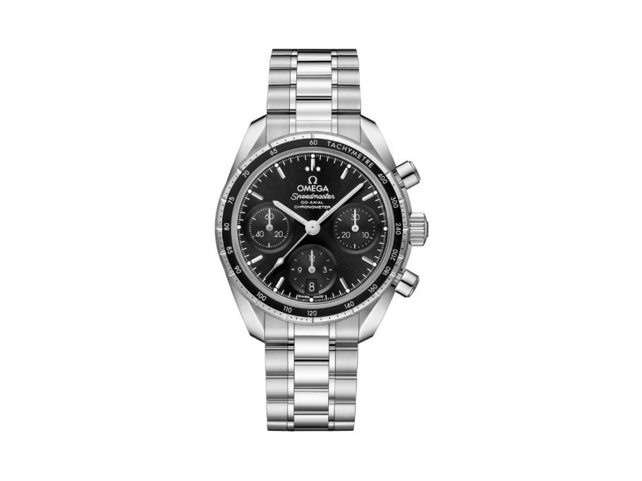 Speedmaster 38 Chronograph Automatik Edelstahl 38mm schwarzes Zifferblatt Metallband