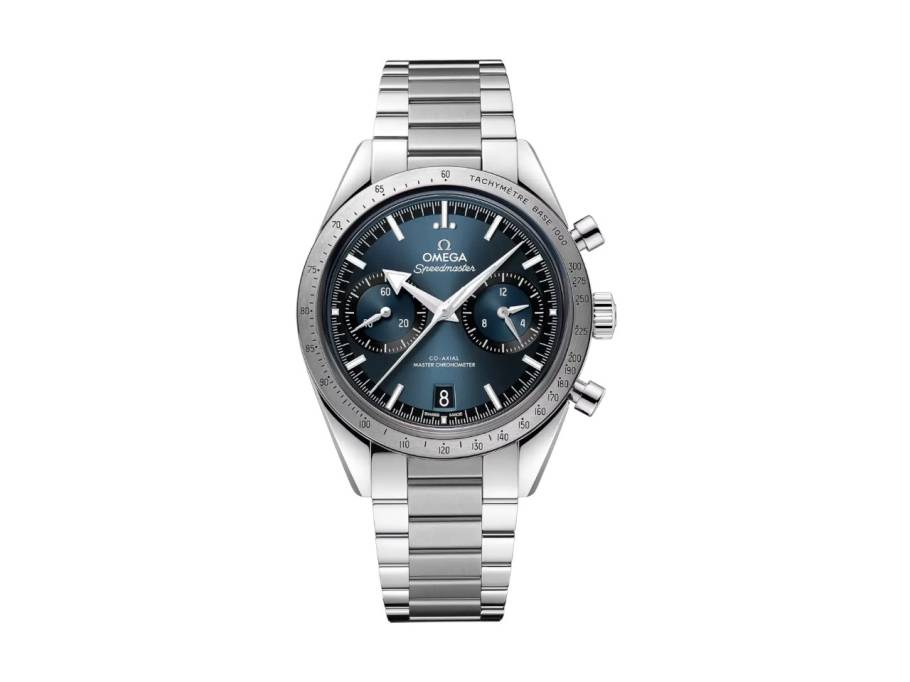 Speedmaster '57 Chronograph Handaufzug Edelstahl 40,5mm blaues Zifferblatt Metallband