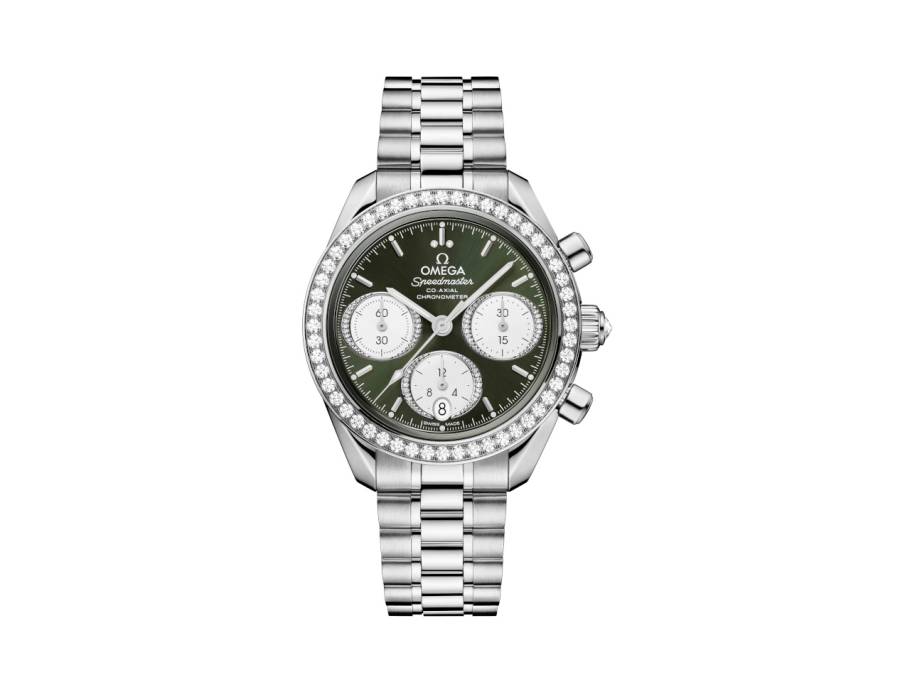 Speedmaster 38 Chronograph Automatik Edelstahl 38mm grünes Zifferblatt mit Brillanten Metallband