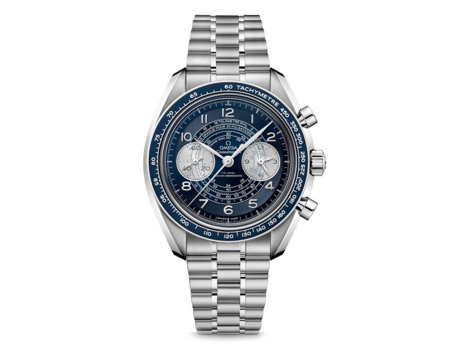 Speedmaster Chronoscope Handaufzug Edelstahl 43mm blaues Zifferblatt Metallband