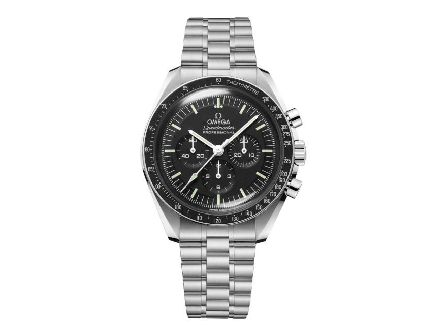 Speedmaster Moonwatch Professional Chronograph Hesalitglas Handaufzug Edelstahl 42mm schwarzes Zifferblatt Metallband