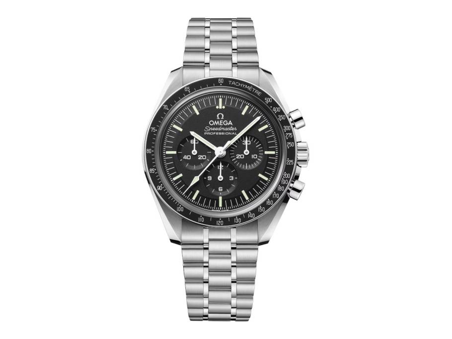 Speedmaster Moonwatch Professional Chronograph Handaufzug Edelstahl 42mm schwarzes Zifferblatt Metallband
